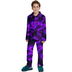 Purple Pattern Background Structure Kids  Long Sleeve Velvet Pajamas Set by danenraven