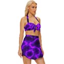 Purple Pattern Background Structure Vintage Style Bikini Top and Skirt Set  View3