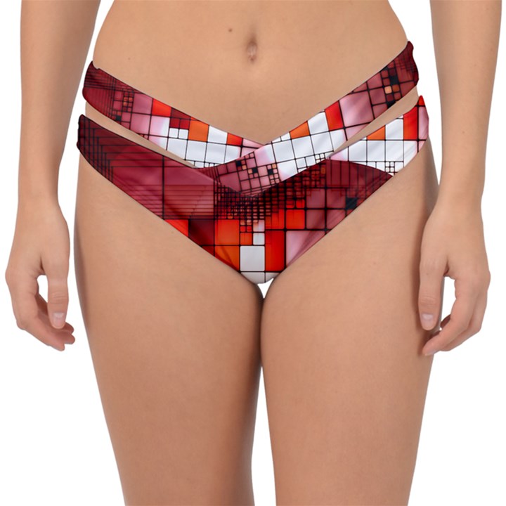 Pattern Structure Light Patterns Double Strap Halter Bikini Bottoms