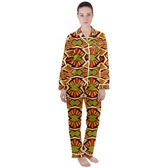 Geometry Shape Retro Trendy Symbol Women s Long Sleeve Satin Pajamas Set	 by danenraven