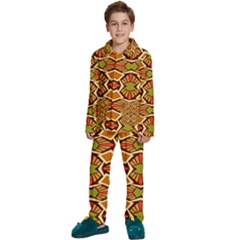 Geometry Shape Retro Trendy Symbol Kids  Long Sleeve Velvet Pajamas Set by danenraven