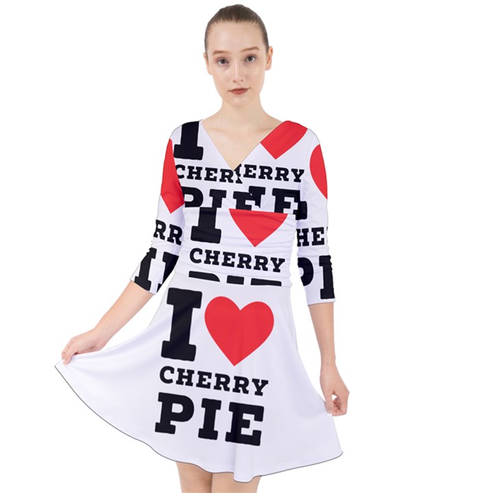 I love cherry pie Quarter Sleeve Front Wrap Dress