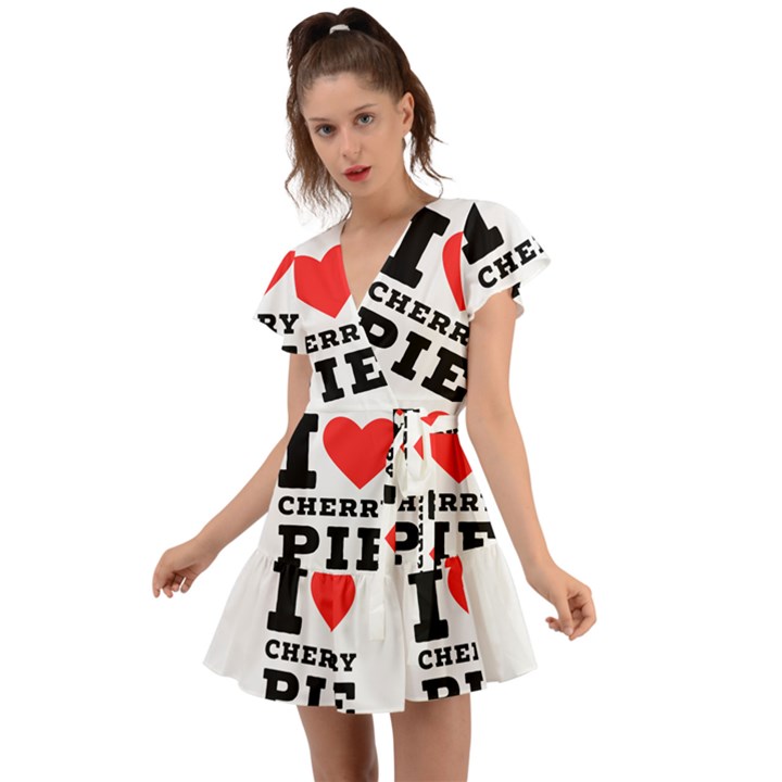 I love cherry pie Flutter Sleeve Wrap Dress