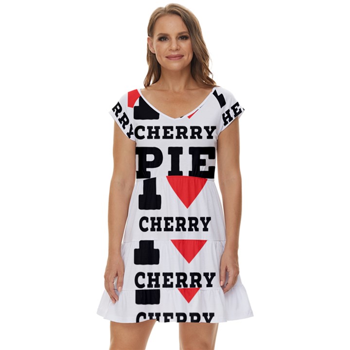 I love cherry pie Short Sleeve Tiered Mini Dress