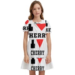 I Love Cherry Pie Kids  Puff Sleeved Dress by ilovewhateva