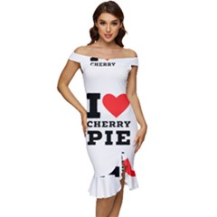 I Love Cherry Pie Off Shoulder Ruffle Split Hem Bodycon Dress by ilovewhateva