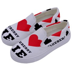 I Love Blueberry Kids  Canvas Slip Ons by ilovewhateva