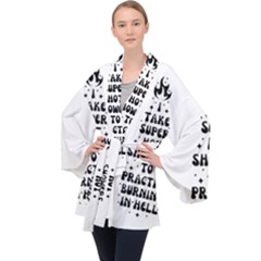 I Take A Super Hot Shower To Practice Burning In Hell Long Sleeve Velvet Kimono  by sidiakram