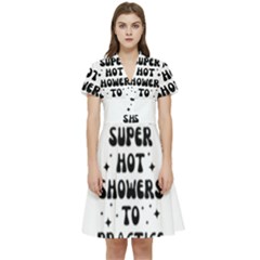 I Take A Super Hot Shower To Practice Burning In Hell Short Sleeve Waist Detail Dress by sidiakram