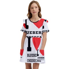 I Love Blueberry Cheesecake  Kids  Frilly Sleeves Pocket Dress by ilovewhateva