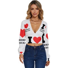 I Love Blueberry Cheesecake  Long Sleeve Deep-v Velour Top by ilovewhateva