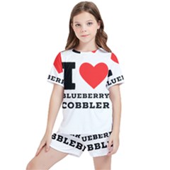 I Love Blueberry Cobbler Kids  Tee And Sports Shorts Set by ilovewhateva