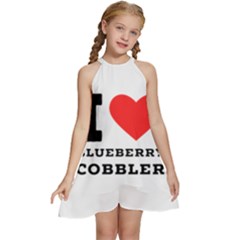 I Love Blueberry Cobbler Kids  Halter Collar Waist Tie Chiffon Dress by ilovewhateva