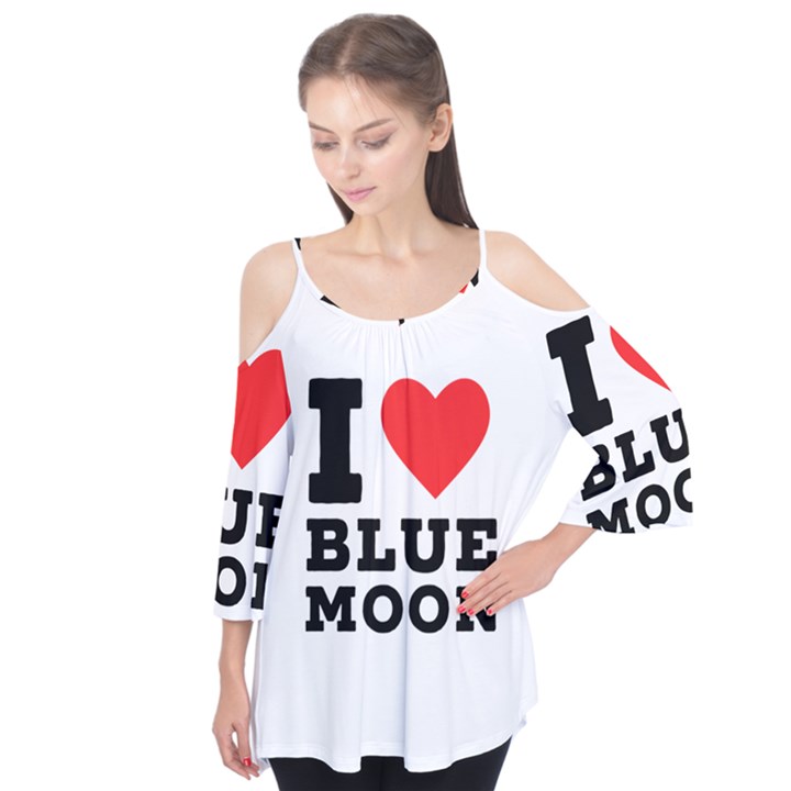 I love blue moon Flutter Sleeve Tee 