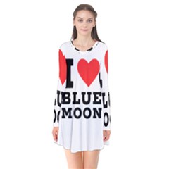 I Love Blue Moon Long Sleeve V-neck Flare Dress by ilovewhateva