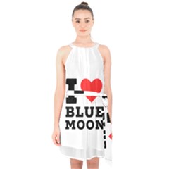 I Love Blue Moon Halter Collar Waist Tie Chiffon Dress by ilovewhateva