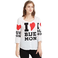 I Love Blue Moon Chiffon Quarter Sleeve Blouse