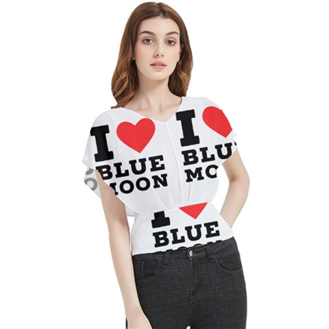 I Love Blue Moon Butterfly Chiffon Blouse by ilovewhateva