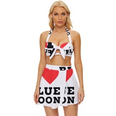 I Love Blue Moon Vintage Style Bikini Top And Skirt Set  by ilovewhateva