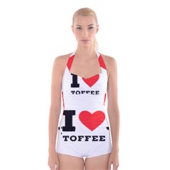 I Love Toffee Boyleg Halter Swimsuit  by ilovewhateva