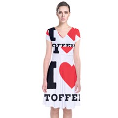 I Love Toffee Short Sleeve Front Wrap Dress