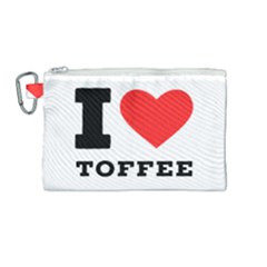 I Love Toffee Canvas Cosmetic Bag (medium) by ilovewhateva