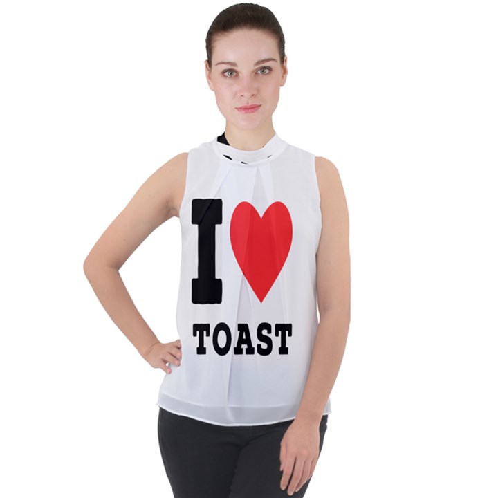 I love toast Mock Neck Chiffon Sleeveless Top