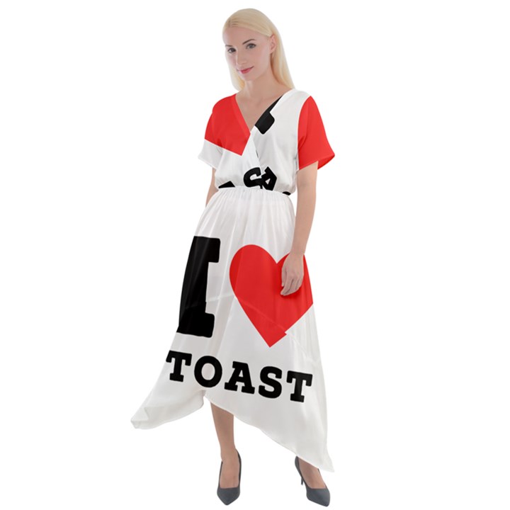 I love toast Cross Front Sharkbite Hem Maxi Dress