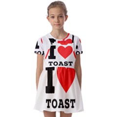 I Love Toast Kids  Short Sleeve Pinafore Style Dress by ilovewhateva