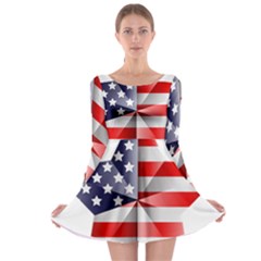 United States Of America Flag Of The United States Independence Day Long Sleeve Skater Dress by danenraven