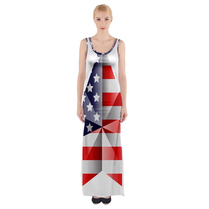 United States Of America Flag Of The United States Independence Day Thigh Split Maxi Dress