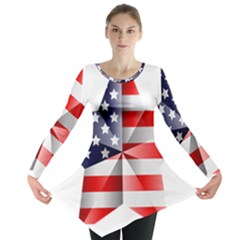 United States Of America Flag Of The United States Independence Day Long Sleeve Tunic  by danenraven