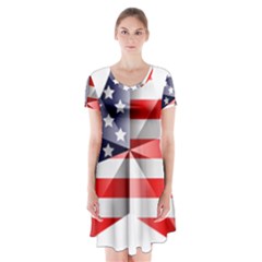 United States Of America Flag Of The United States Independence Day Short Sleeve V-neck Flare Dress by danenraven