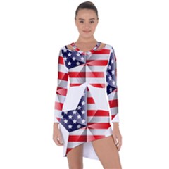 United States Of America Flag Of The United States Independence Day Asymmetric Cut-out Shift Dress by danenraven