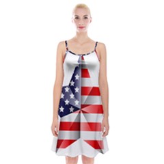 United States Of America Flag Of The United States Independence Day Spaghetti Strap Velvet Dress by danenraven