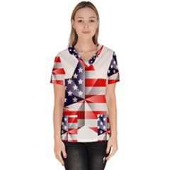 United States Of America Flag Of The United States Independence Day Women s V-neck Scrub Top by danenraven