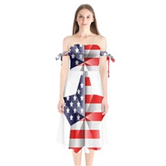 United States Of America Flag Of The United States Independence Day Shoulder Tie Bardot Midi Dress by danenraven