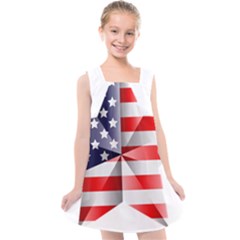 United States Of America Flag Of The United States Independence Day Kids  Cross Back Dress by danenraven