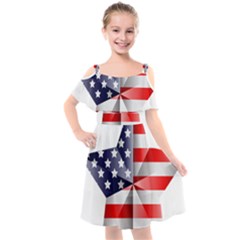 United States Of America Flag Of The United States Independence Day Kids  Cut Out Shoulders Chiffon Dress by danenraven