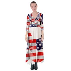 United States Of America Flag Of The United States Independence Day Button Up Maxi Dress by danenraven