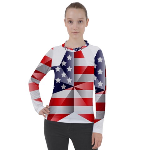 United States Of America Flag Of The United States Independence Day Women s Pique Long Sleeve Tee by danenraven