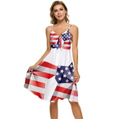 United States Of America Flag Of The United States Independence Day Sleeveless Tie Front Chiffon Dress by danenraven