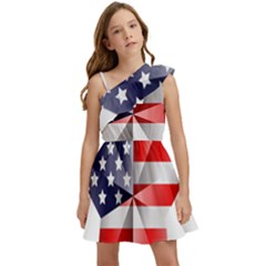 United States Of America Flag Of The United States Independence Day Kids  One Shoulder Party Dress by danenraven