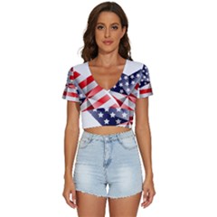 United States Of America Flag Of The United States Independence Day V-neck Crop Top by danenraven