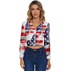 United States Of America Flag Of The United States Independence Day Long Sleeve V-neck Top by danenraven