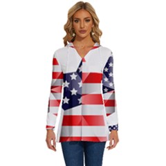 United States Of America Flag Of The United States Independence Day Long Sleeve Drawstring Hooded Top by danenraven