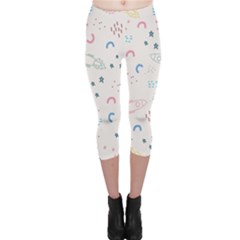 Spaceship Pattern Star Capri Leggings  by danenraven