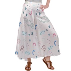 Spaceship Pattern Star Women s Satin Palazzo Pants by danenraven