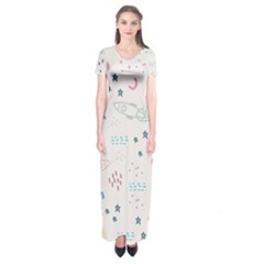 Spaceship Pattern Star Short Sleeve Maxi Dress by danenraven