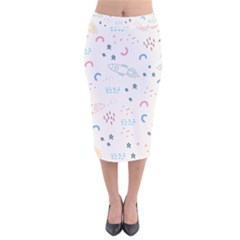 Spaceship Pattern Star Velvet Midi Pencil Skirt by danenraven